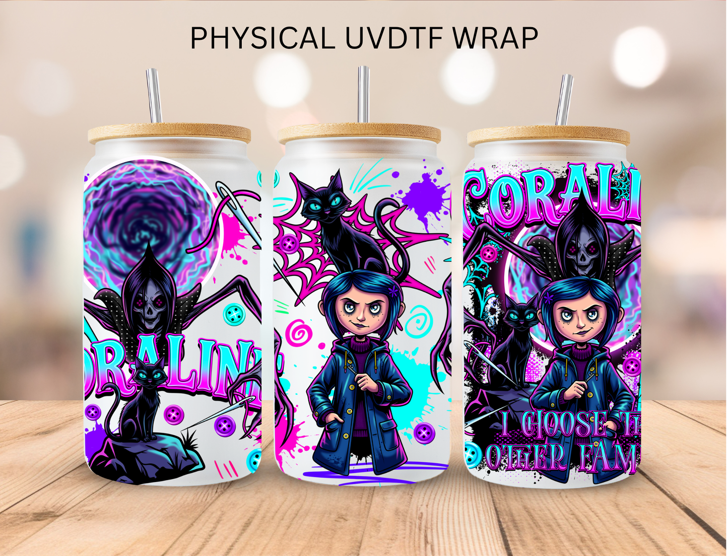 Halloween Button Eyed Girl - 16 oz / 20 oz Libby UV DTF Wrap