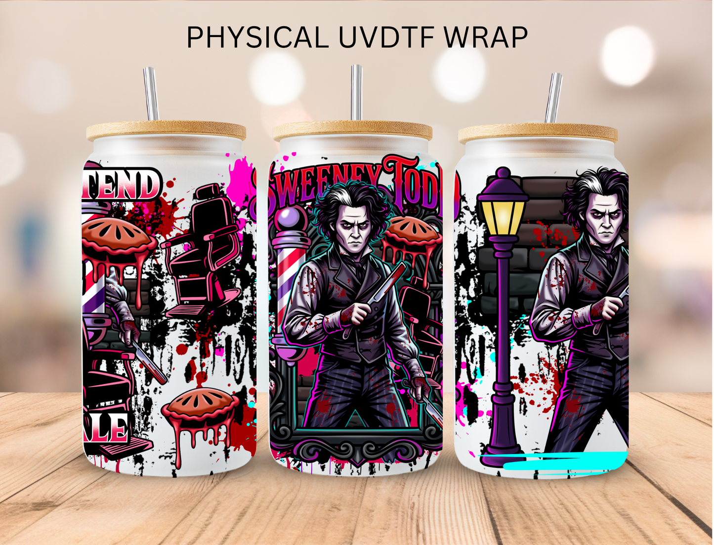 Halloween Sweeney Todd - 16 oz / 20 oz Libby UV DTF Wrap