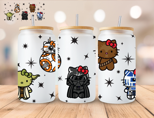 Space Wars Kitty - 16 oz / 20 oz Libby UV DTF Wrap