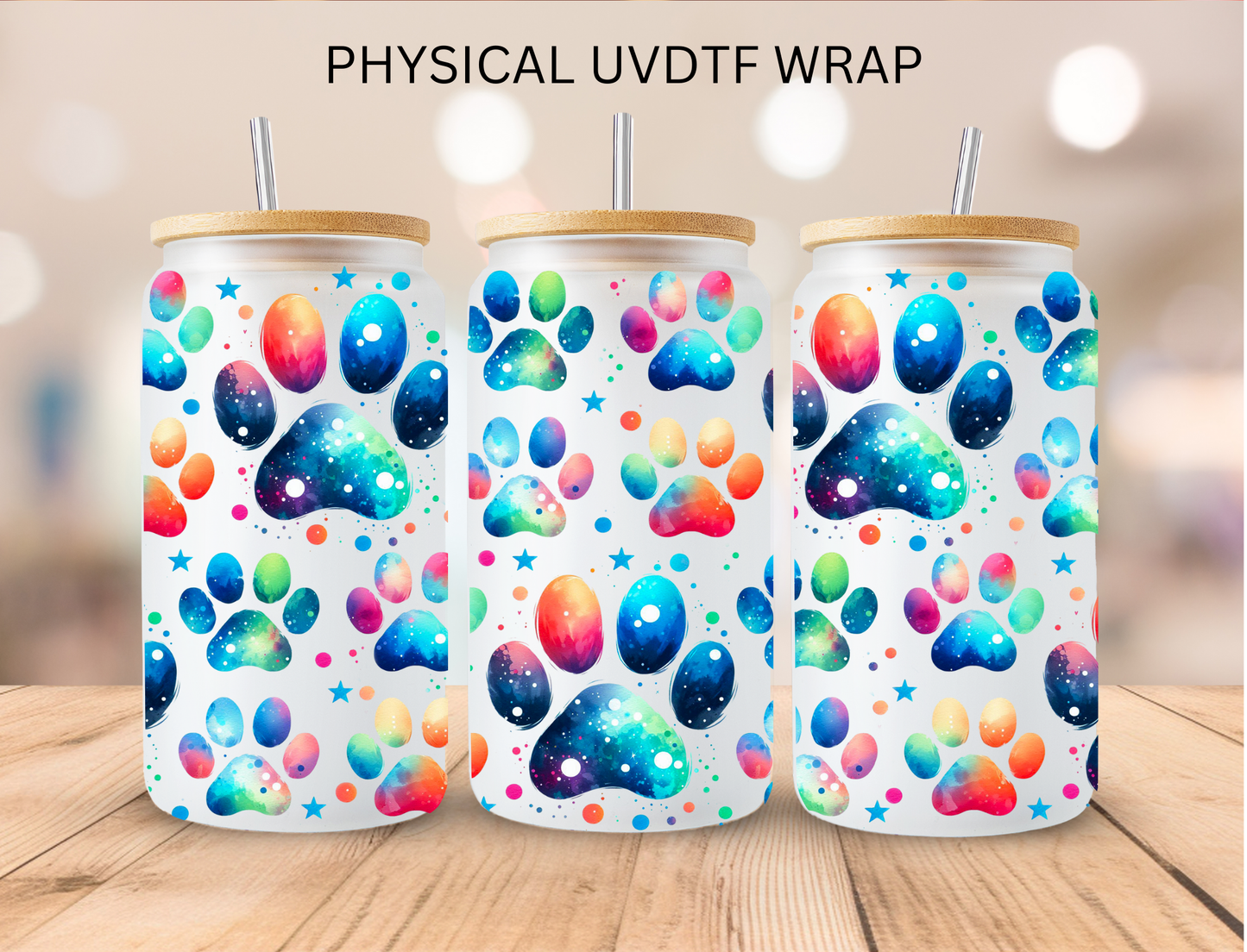 Galaxy Animal Paws - 16 oz / 20 oz Libby UV DTF Wrap