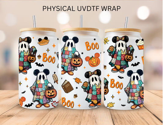 Halloween Patchy Mouse Ghosts - 16 oz / 20 oz Libby UV DTF Wrap