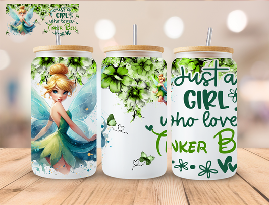 Gril Who Loves Green Fairy - 16 oz / 20 oz Libby UV DTF Wrap