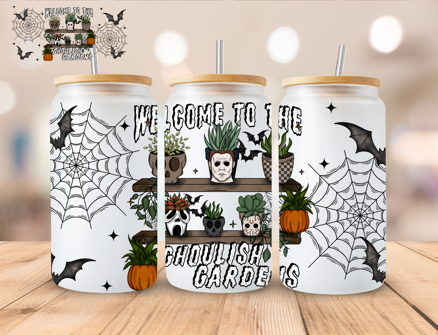 Halloween Welcome To The Ghoulish Gardens - 16 oz / 20 oz Libby UV DTF Wrap (Copy)