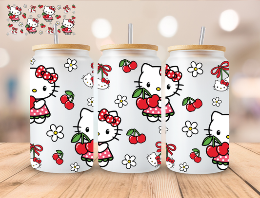 Cherry Kitty - 16 oz / 20 oz Libby UV DTF Wrap