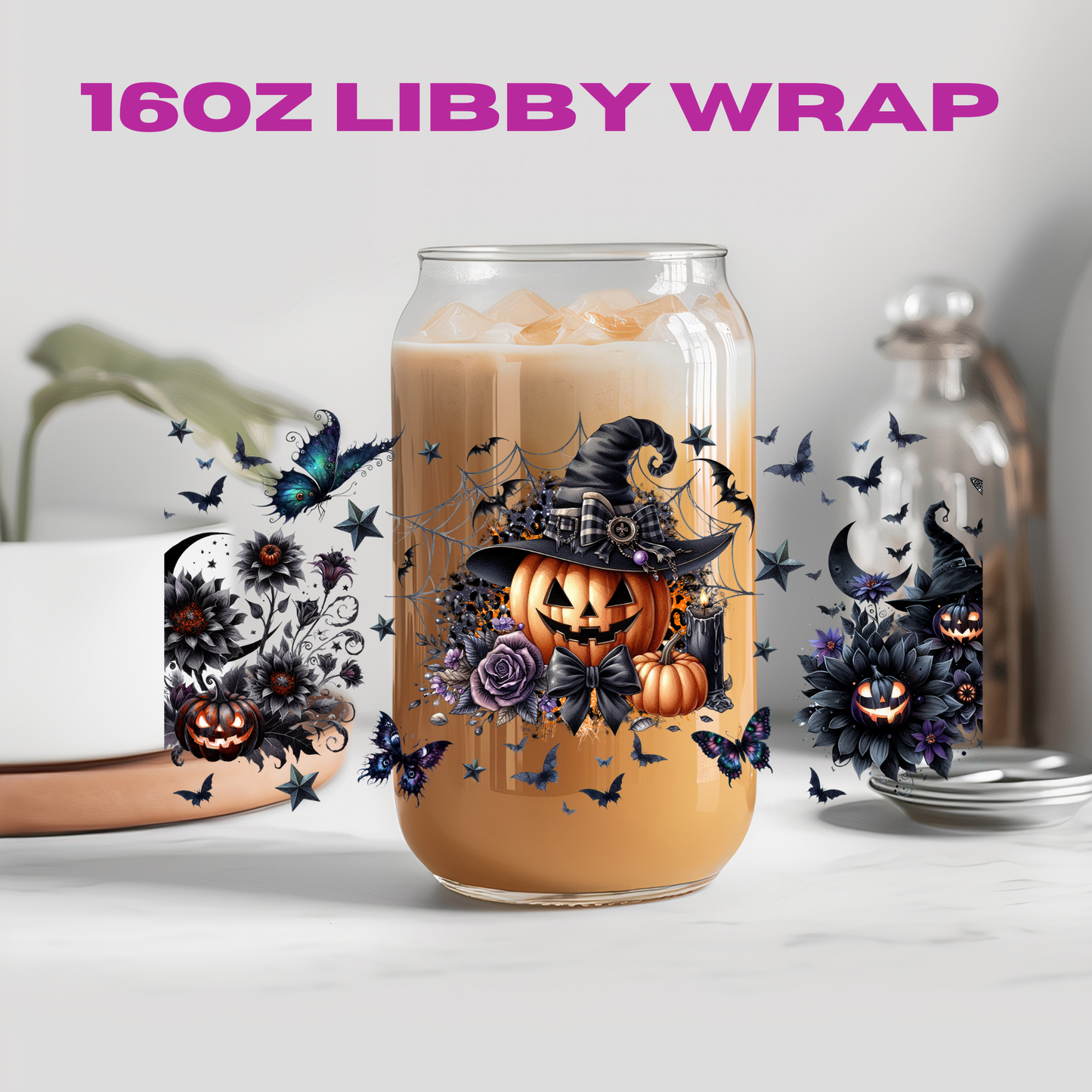 Halloween Spooky Witch Hat Collection - 16 oz / 20 oz Libby UV DTF Wrap