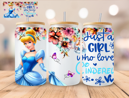 Gril Who Loves Glass Slipper Princess - 16 oz / 20 oz Libby UV DTF Wrap