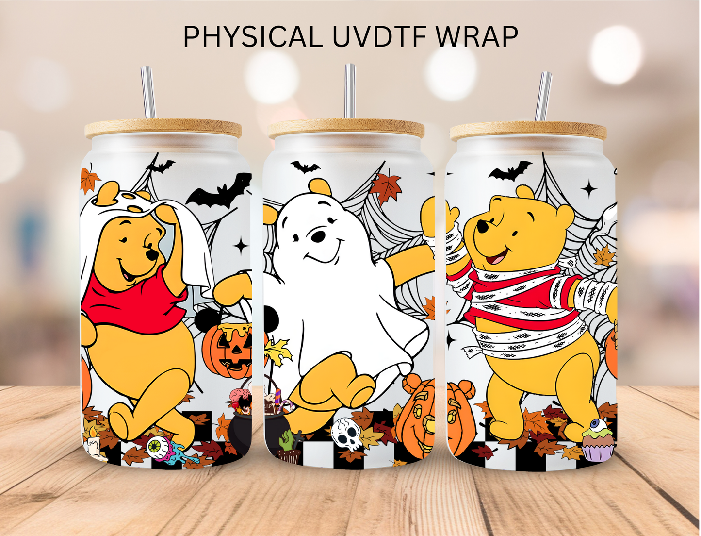 Halloween Yellow Bear - 16 oz / 20 oz Libby UV DTF Wrap