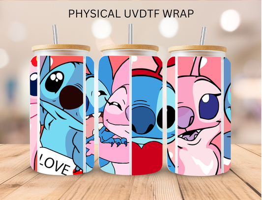 Valentines Blue Alien Couple Collage - 16 oz / 20 oz Libby UV DTF