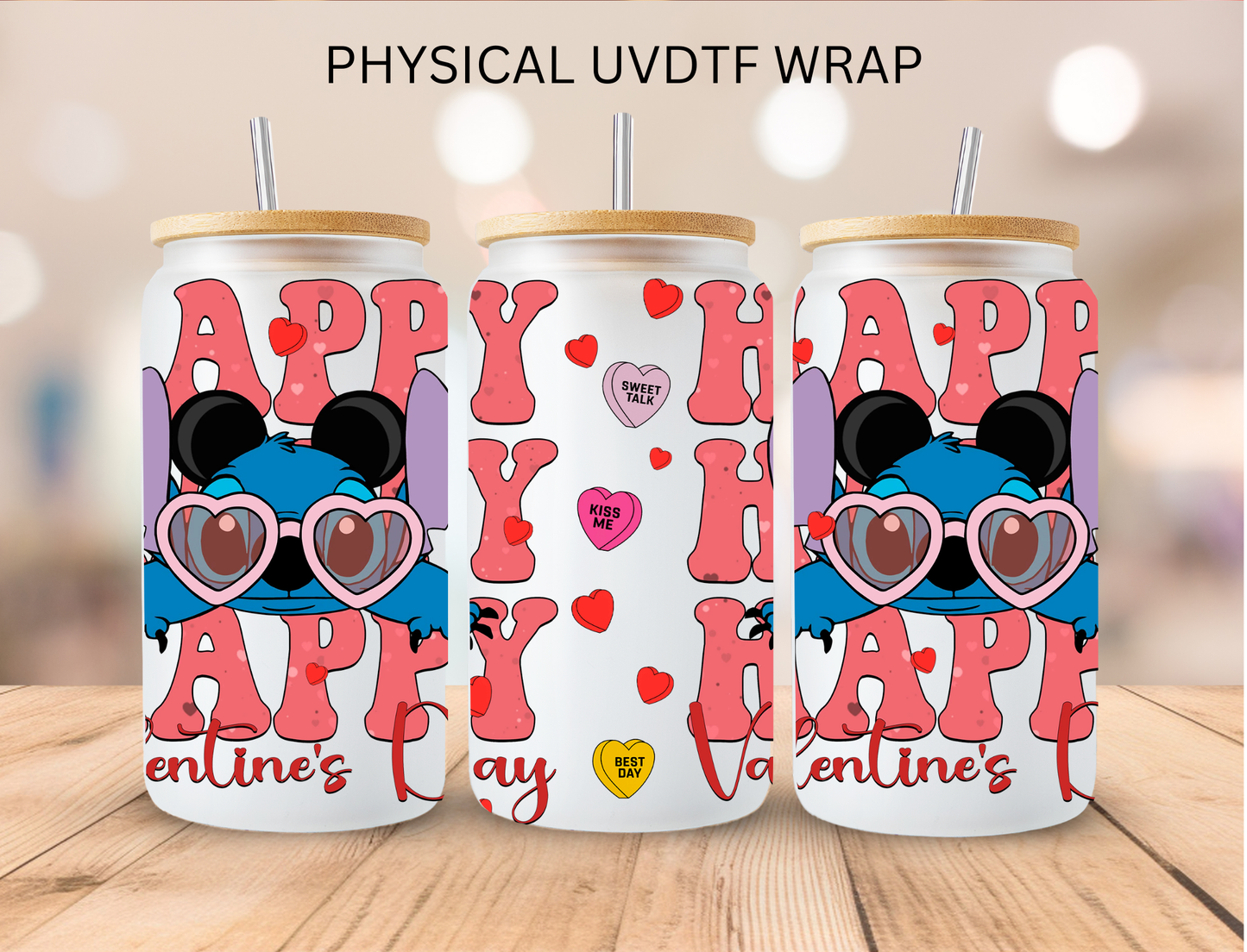 Happy Valentines Blue Alien Couple - 16 oz / 20 oz Libby UV DTF