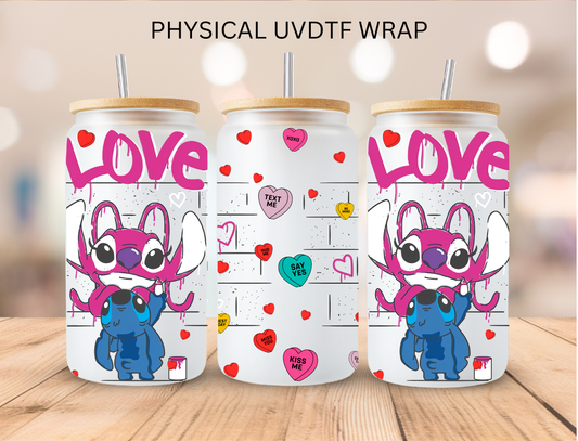 Valentines Blue Alien Couple Love - 16 oz / 20 oz Libby UV DTF