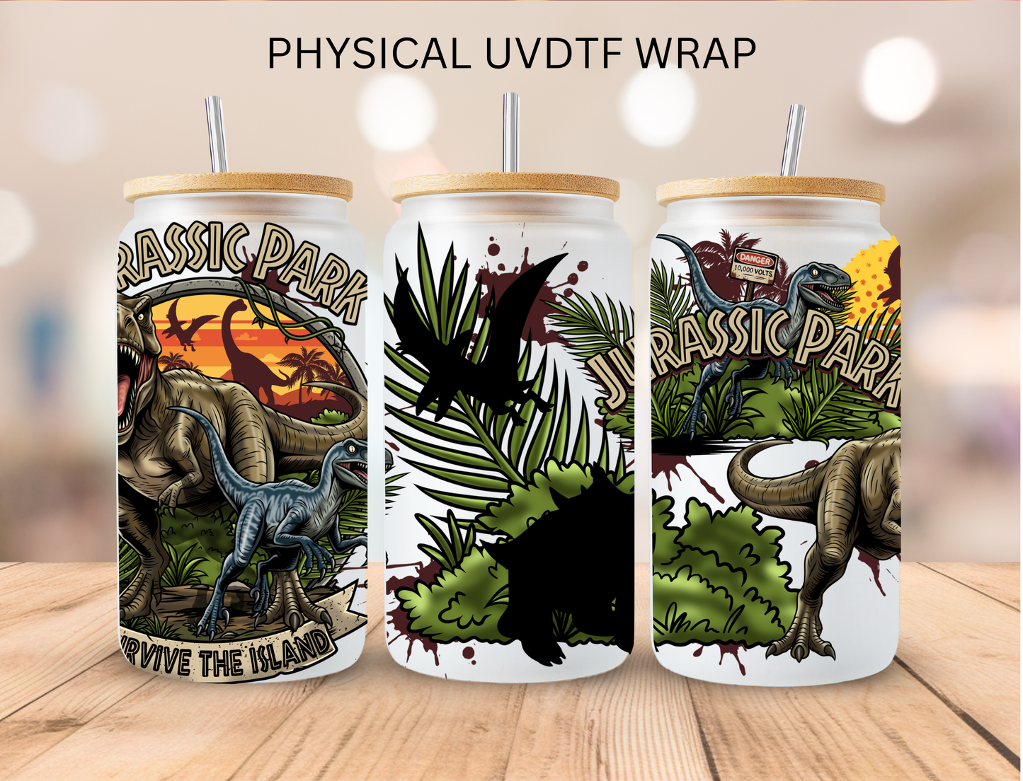 Dinosaur Park - 16 oz / 20 oz Libby UV DTF Wrap