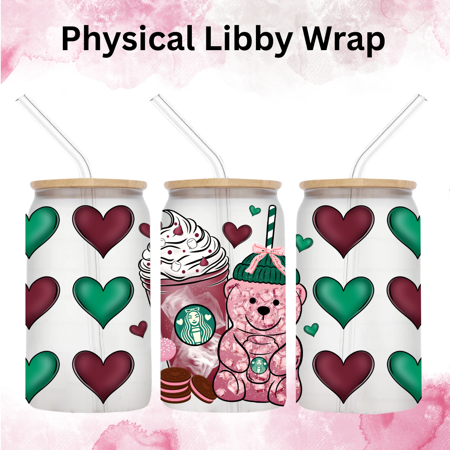 Valentines Day Pink Bearista - 16 oz / 20 oz Libby UV DTF