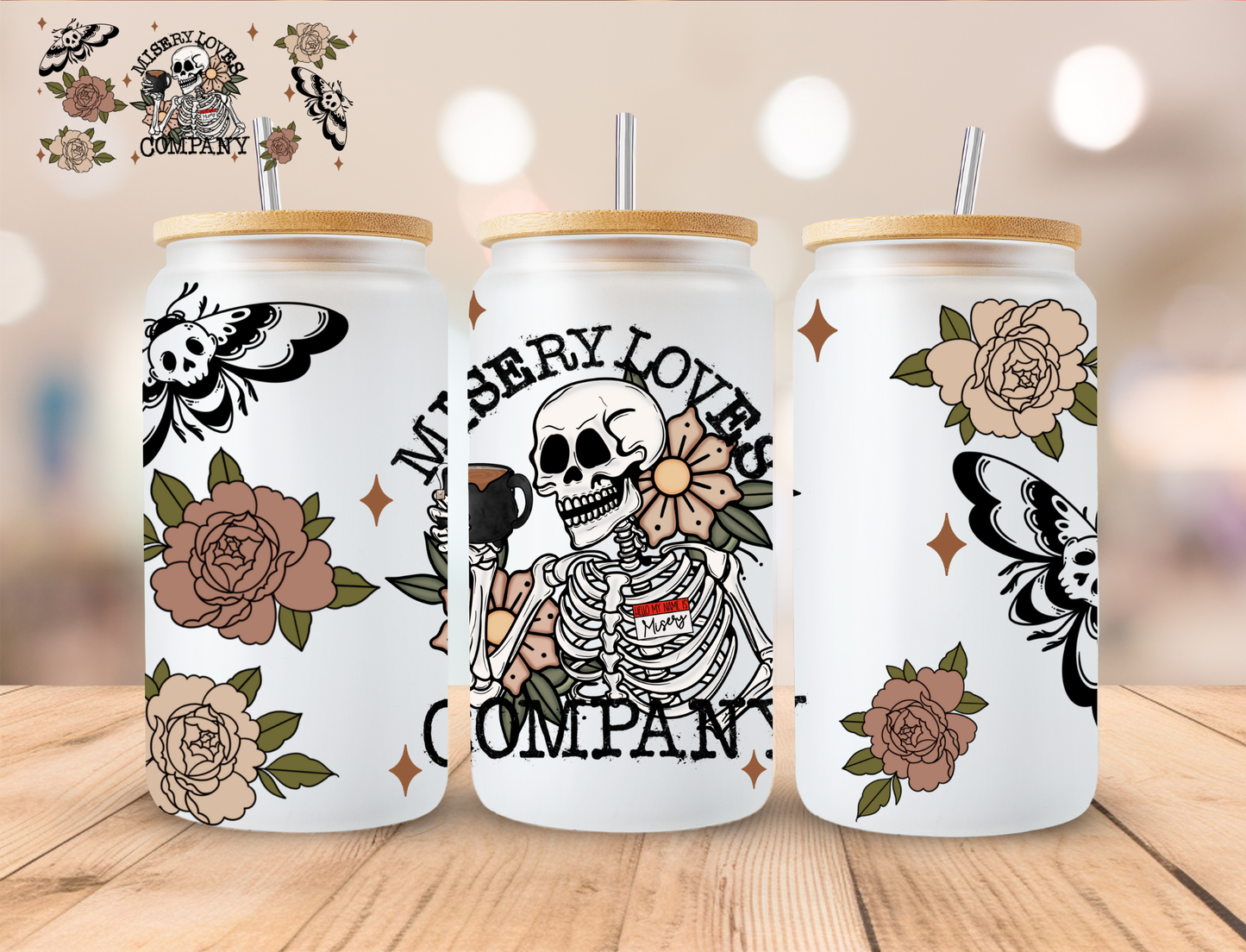 Halloween Misery Loves Company - 16 oz / 20 oz Libby UV DTF Wrap