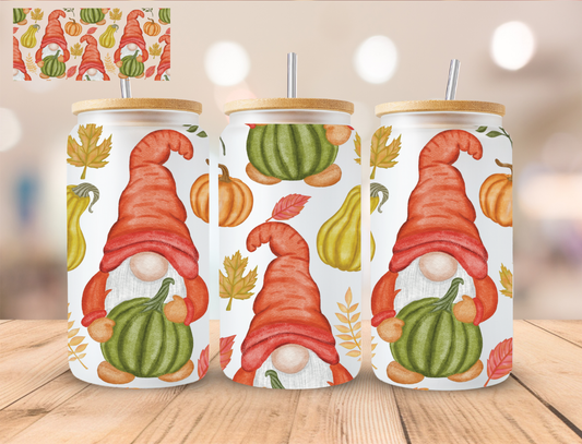 Fall Orange Gnomes - 16 oz / 20 oz Libby UV DTF Wrap