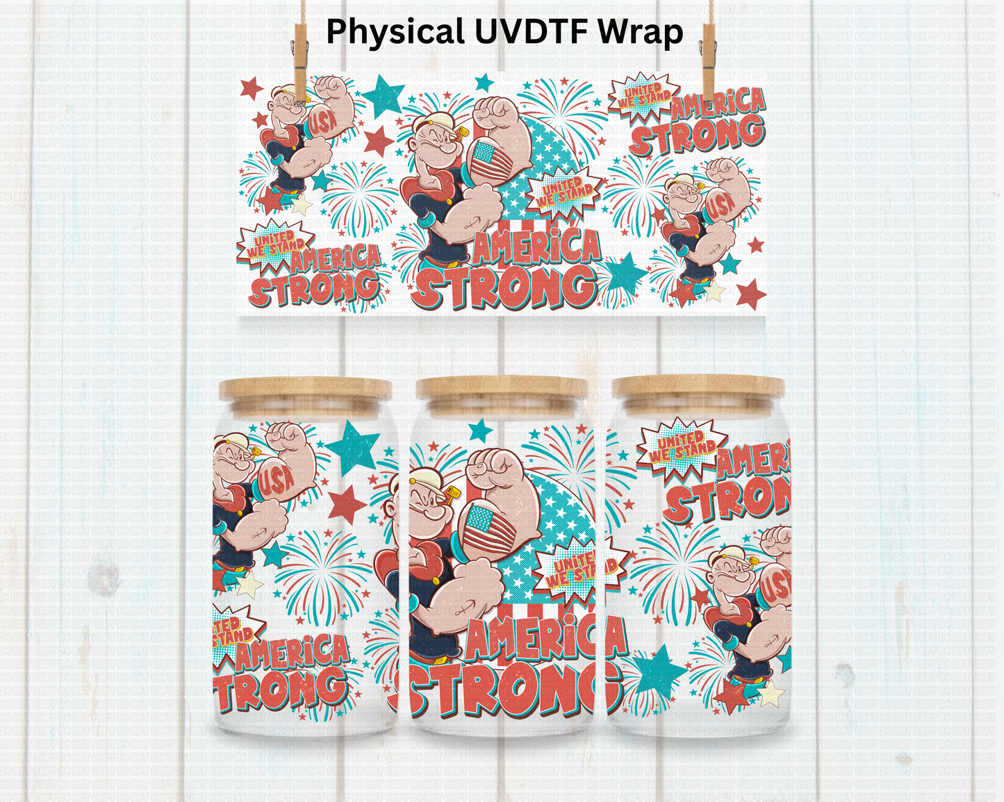 Strong Guy Patriotic - 16 oz / 20 oz Libby UV DTF