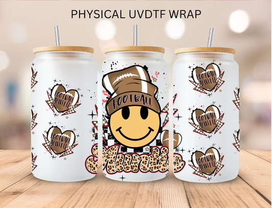 Football Auntie Smiley - 16 oz / 20 oz Libby UV DTF