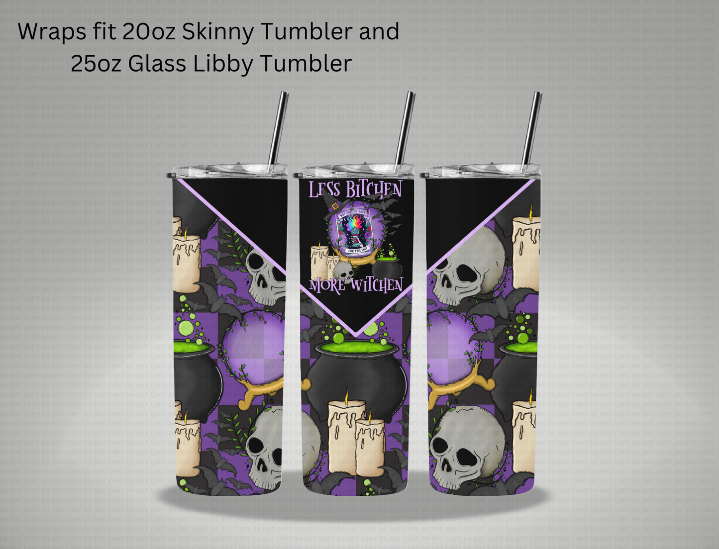 Halloween More Witchen - 20oz Skinny Tumbler / 25 Oz Glass Tumbler Wrap CSTAGE EXCLUSIVE