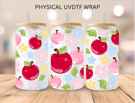 School Apple and Daisies - 16 oz / 20 oz Libby UV DTF Wrap