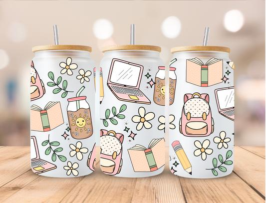 Retro School Teacher - 16 oz / 20 oz Libby UV DTF Wrap