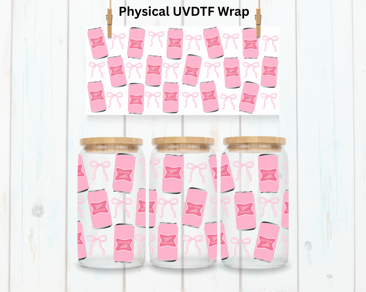 Pink Miller Canned Beer - 16 oz / 20 oz Libby UV DTF