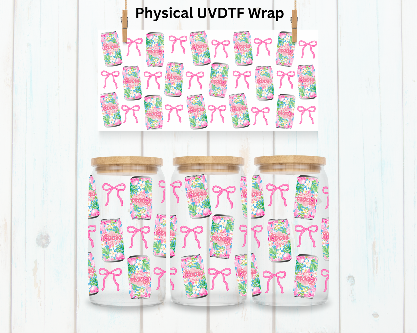 Floral Coors Light Canned Beer - 16 oz / 20 oz Libby UV DTF