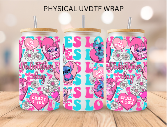 Love Valentines Blue Alien Couple - 16 oz / 20 oz Libby UV DTF