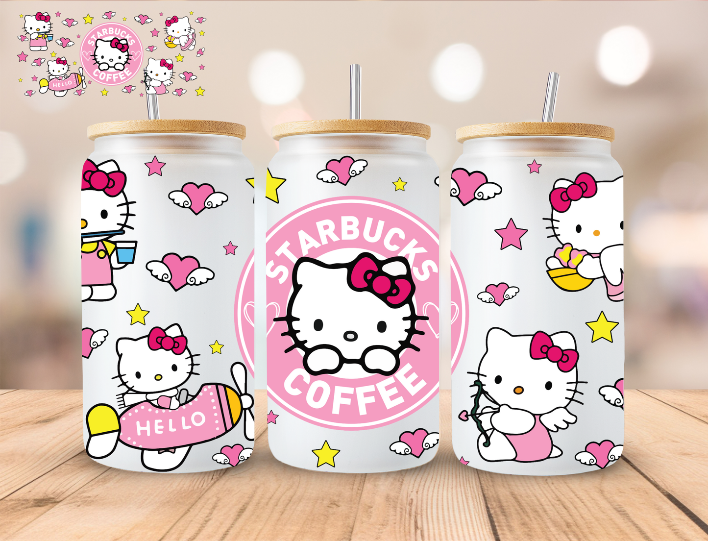 Kitty Coffee - 16 oz / 20 oz Libby UV DTF Wrap