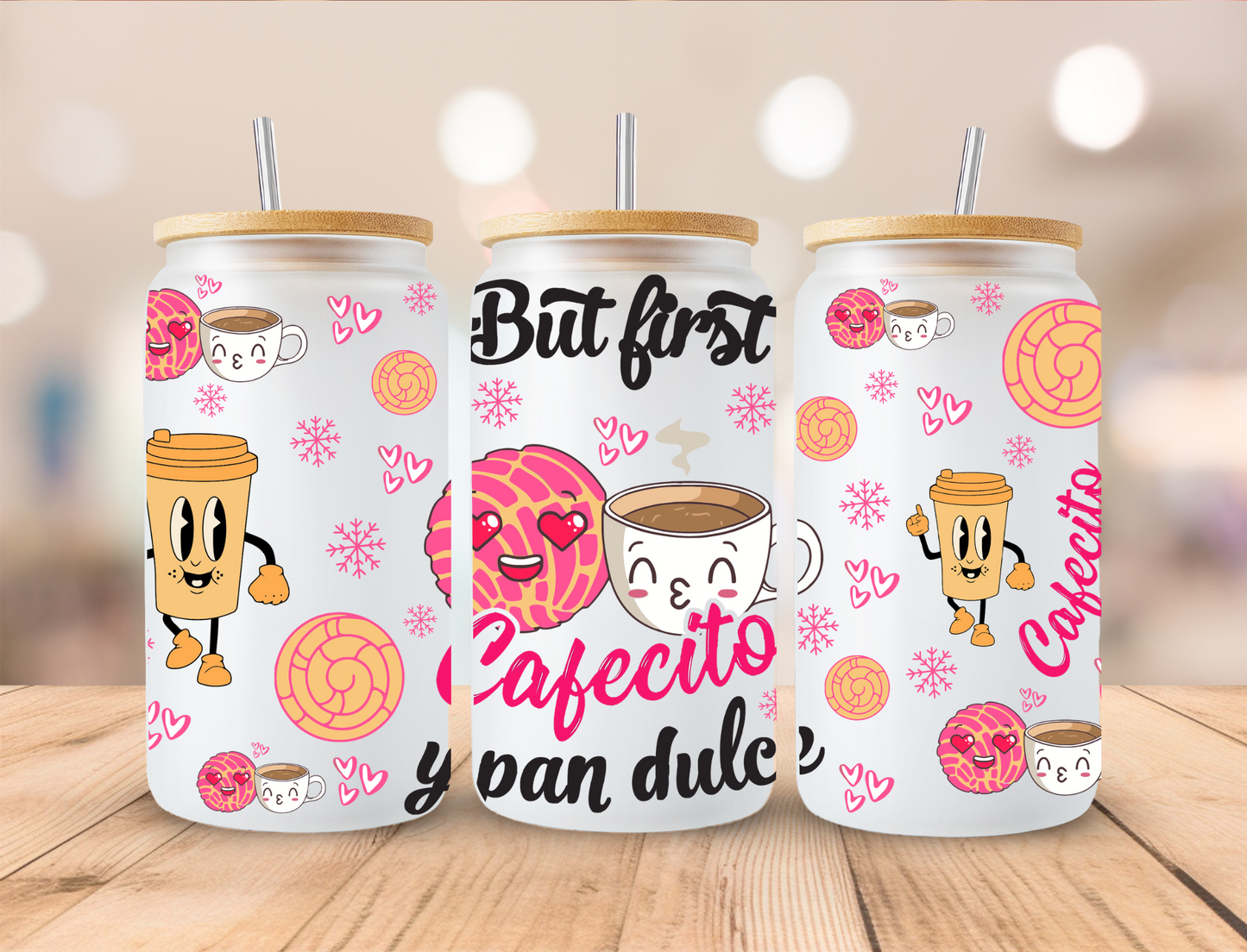 But First Cafecito - 16 oz Libby UV DTF Wrap