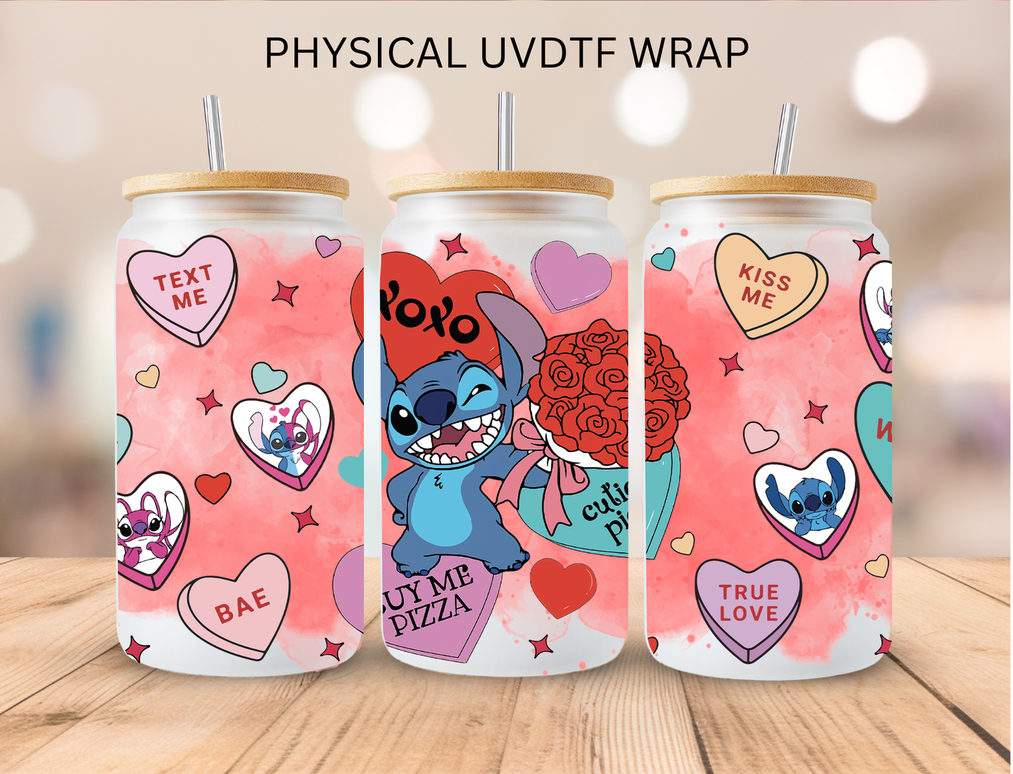 Valentines Candy Blue Alien - 16 oz / 20 oz Libby UV DTF