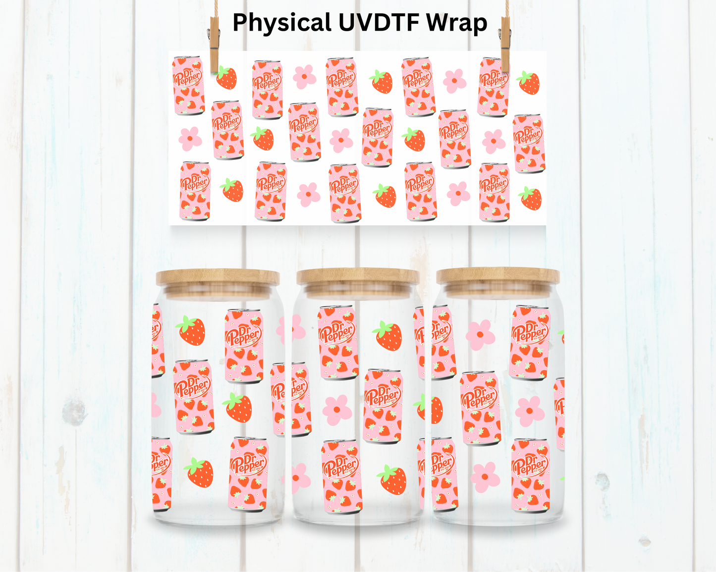 Strawberry Dr P Soda - 16 oz / 20 oz Libby UV DTF