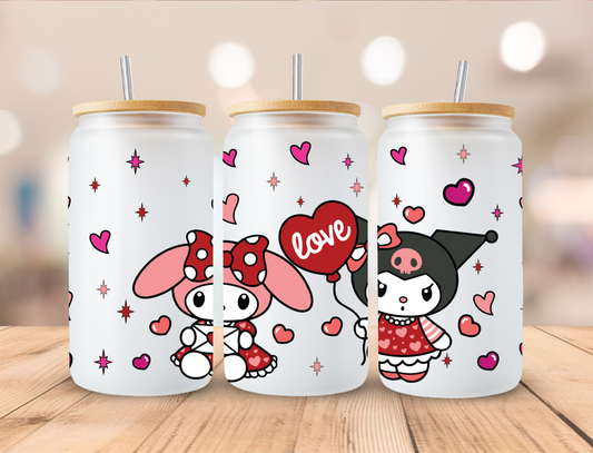 Valentines Kitty Kuromi Love - 16 oz / 20 oz Libby UV DTF Wrap