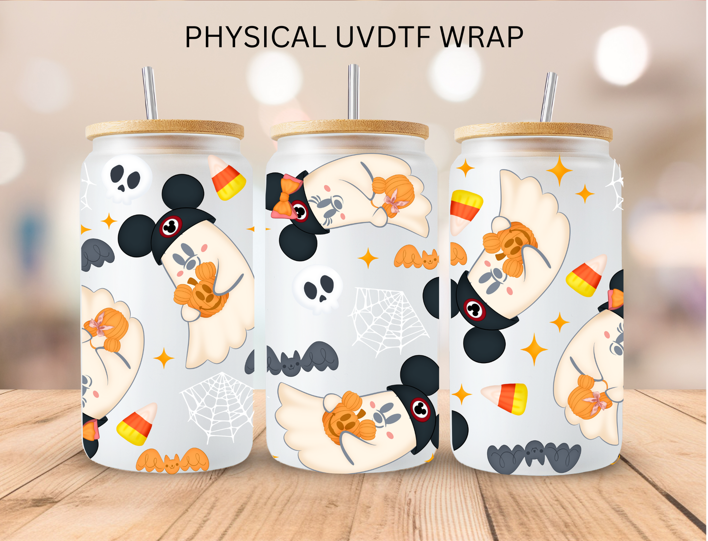 Halloween Candy Corn Mouse Ghosts - 16 oz / 20 oz Libby UV DTF Wrap