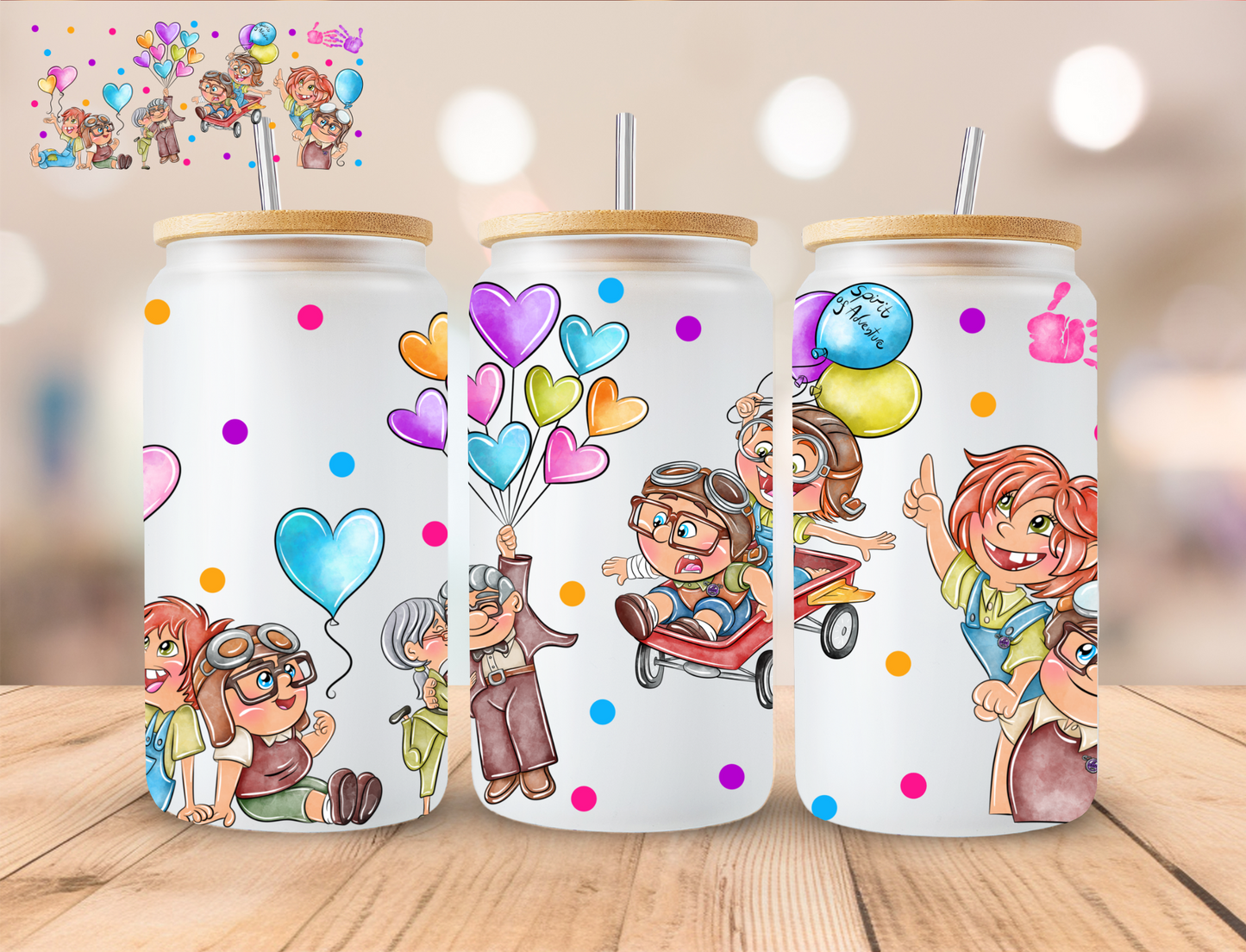 Balloon House Couple - 16 oz / 20 oz Libby UV DTF Wrap