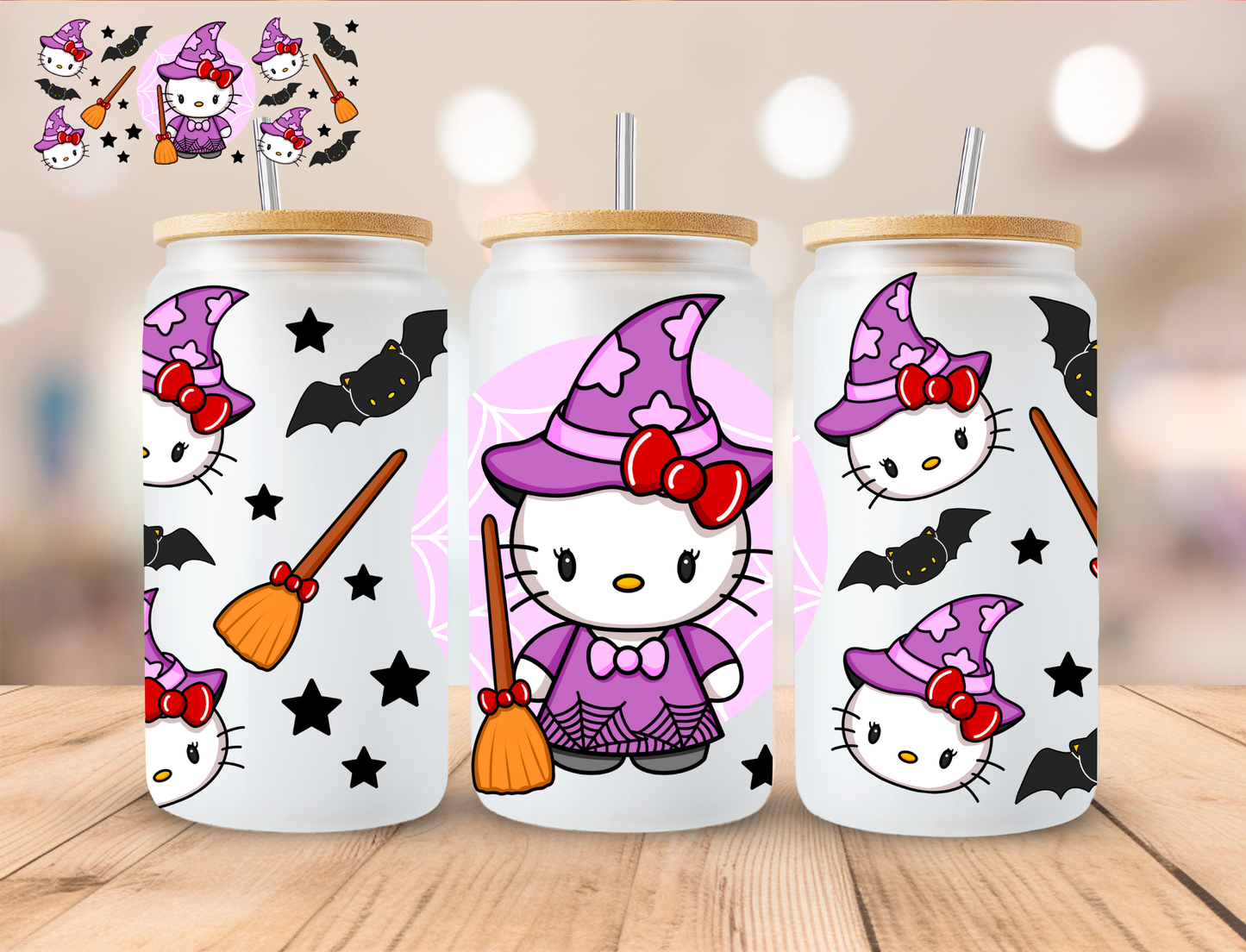 Witch Kitty - 16 oz / 20 oz Libby UV DTF Wrap