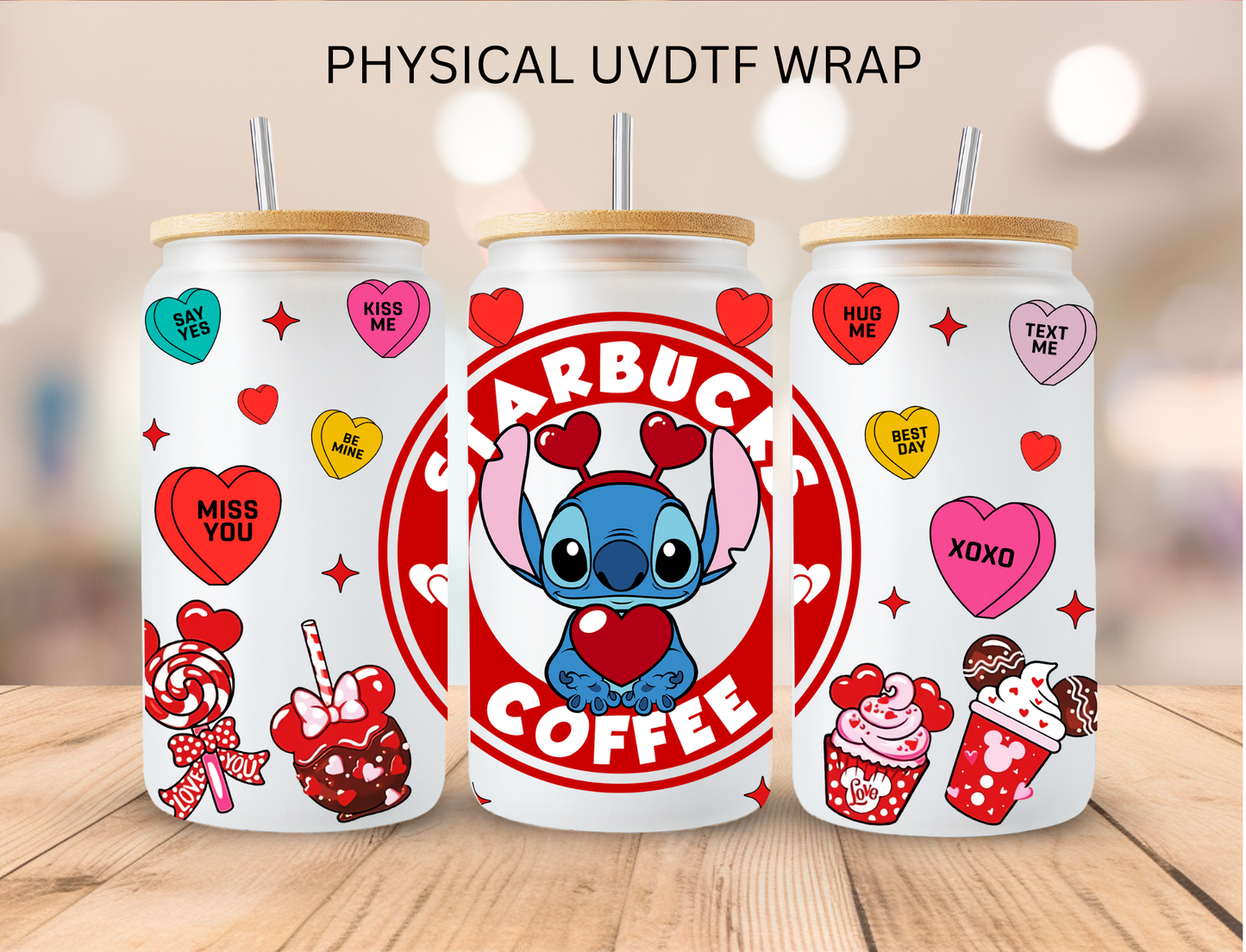 Mouse Crew Red Valentines Bundle Stitch - 16 oz / 20 oz Libby UV DTF