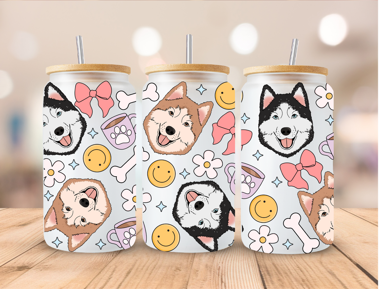 Dog Print Ver 5 - 16 oz / 20 oz Libby UV DTF Wrap