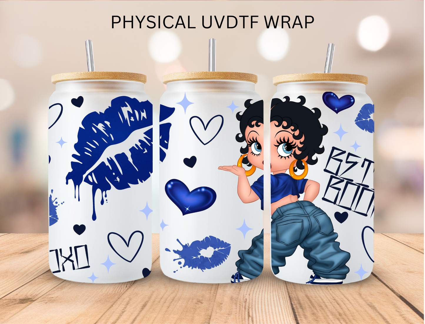 XO Boop Blue - 16 oz / 20 oz Libby UV DTF Wrap