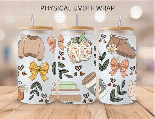 Fall Boho Aesthetic - 16 oz / 20 oz Libby UV DTF Wrap