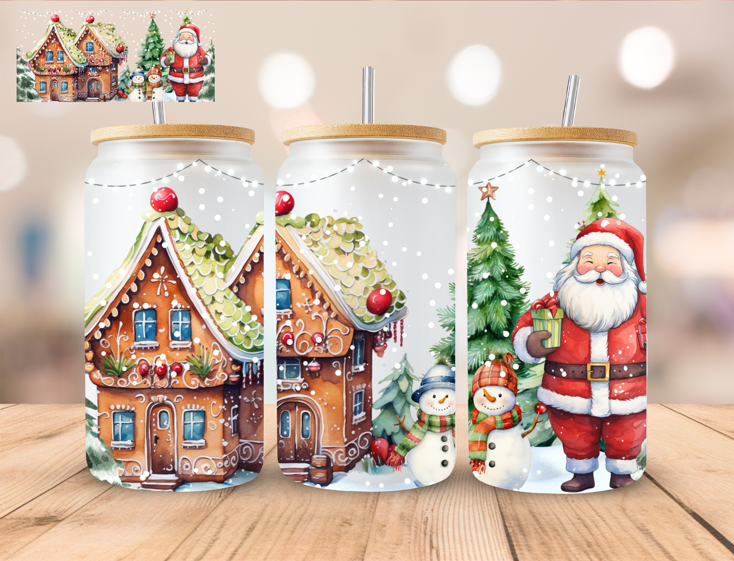 Christmas Village - 16 oz / 20 oz Libby UV DTF Wrap