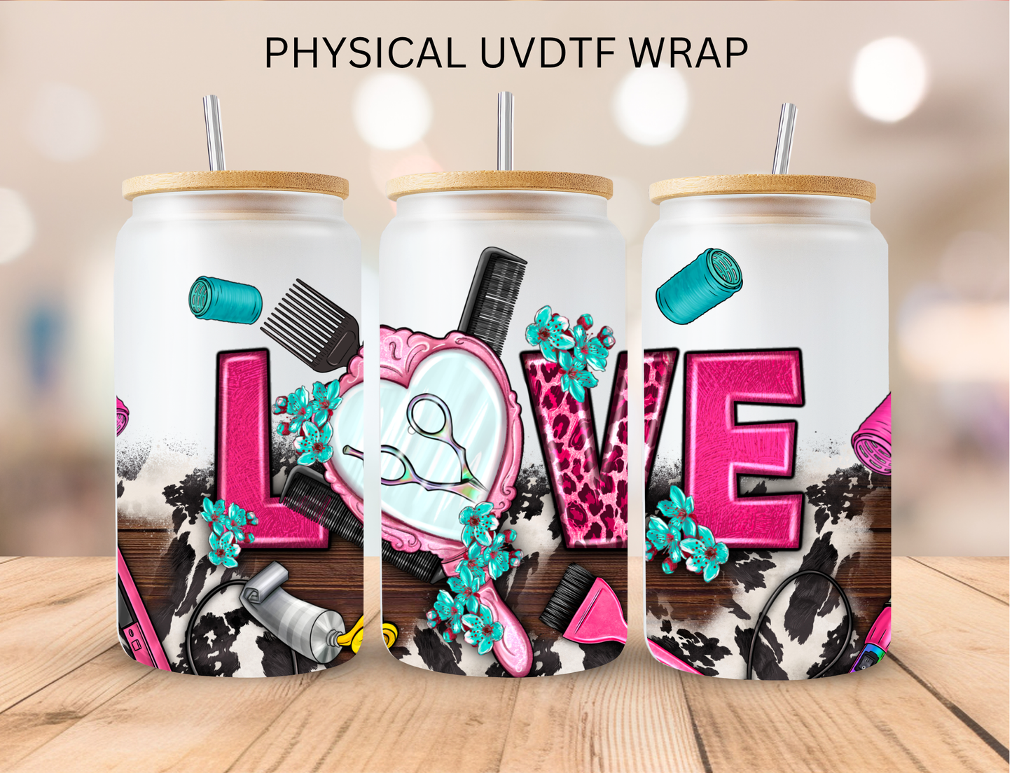 Hairdresser Love - 16 oz / 20 oz Libby UV DTF Wrap