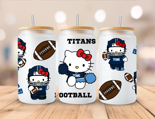 Football Titans Kitty - 16 oz / 20 oz Libby UV DTF Wrap