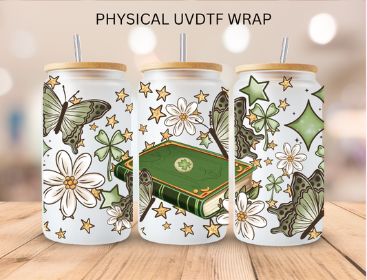 Green Bookish Floral - 16 oz / 20 oz Libby UV DTF