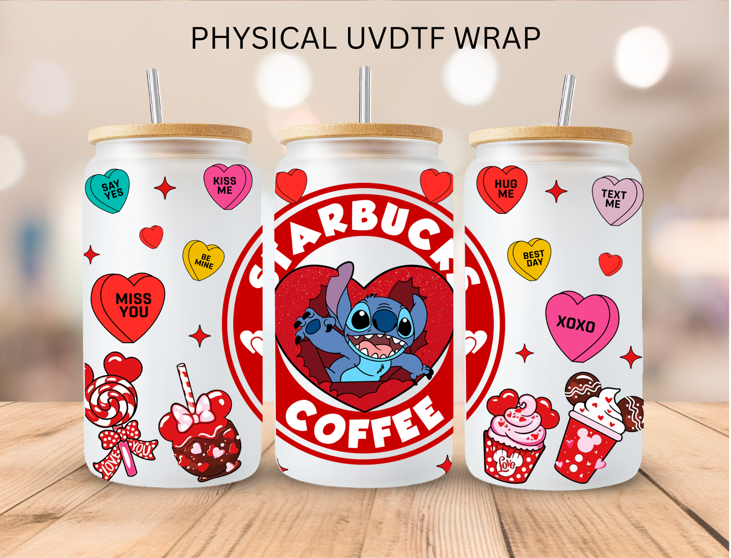 Mouse Crew Red Valentines Bundle Stitch - 16 oz / 20 oz Libby UV DTF