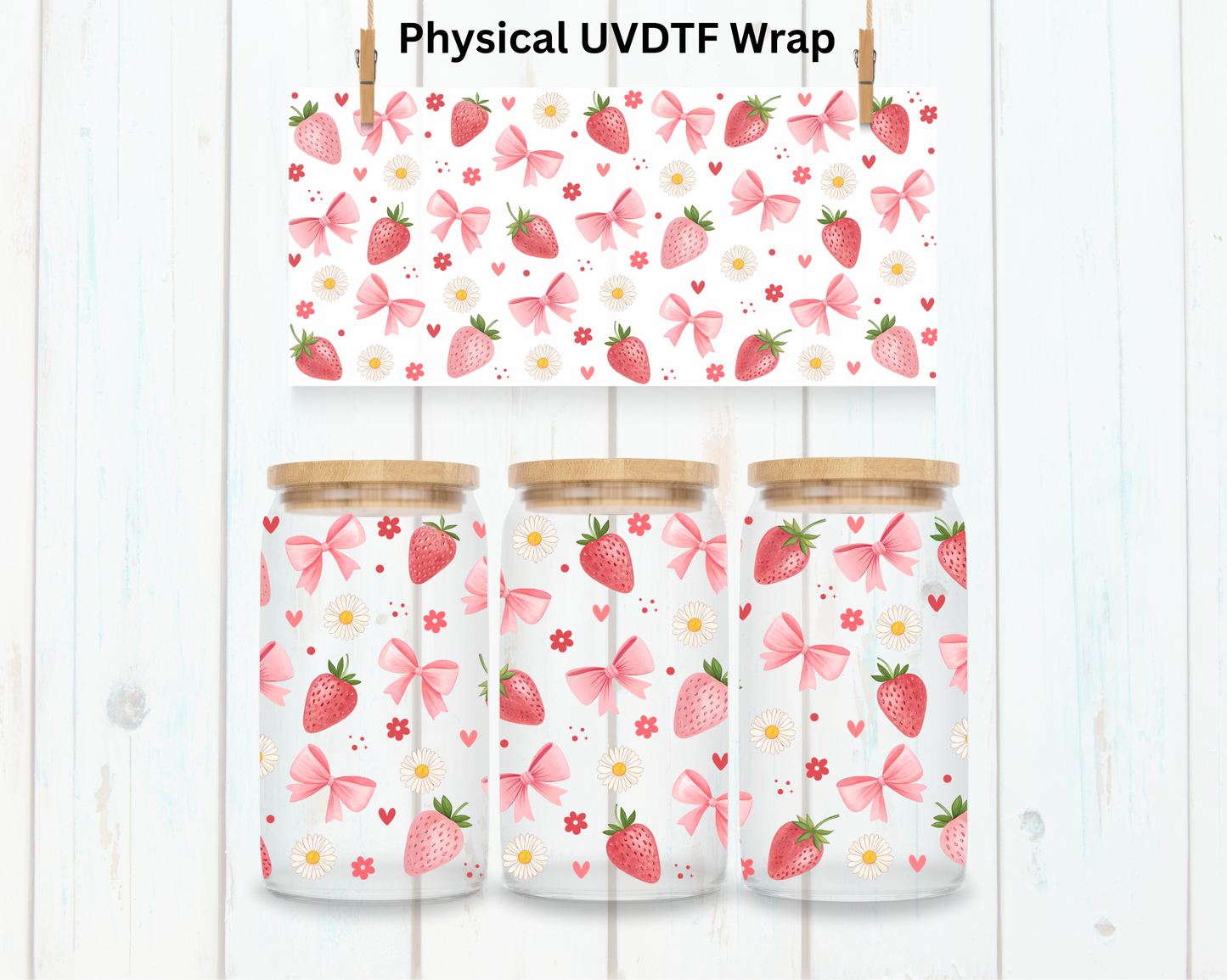 Coquette Strawberry - 16 oz / 20 oz Libby UV DTF