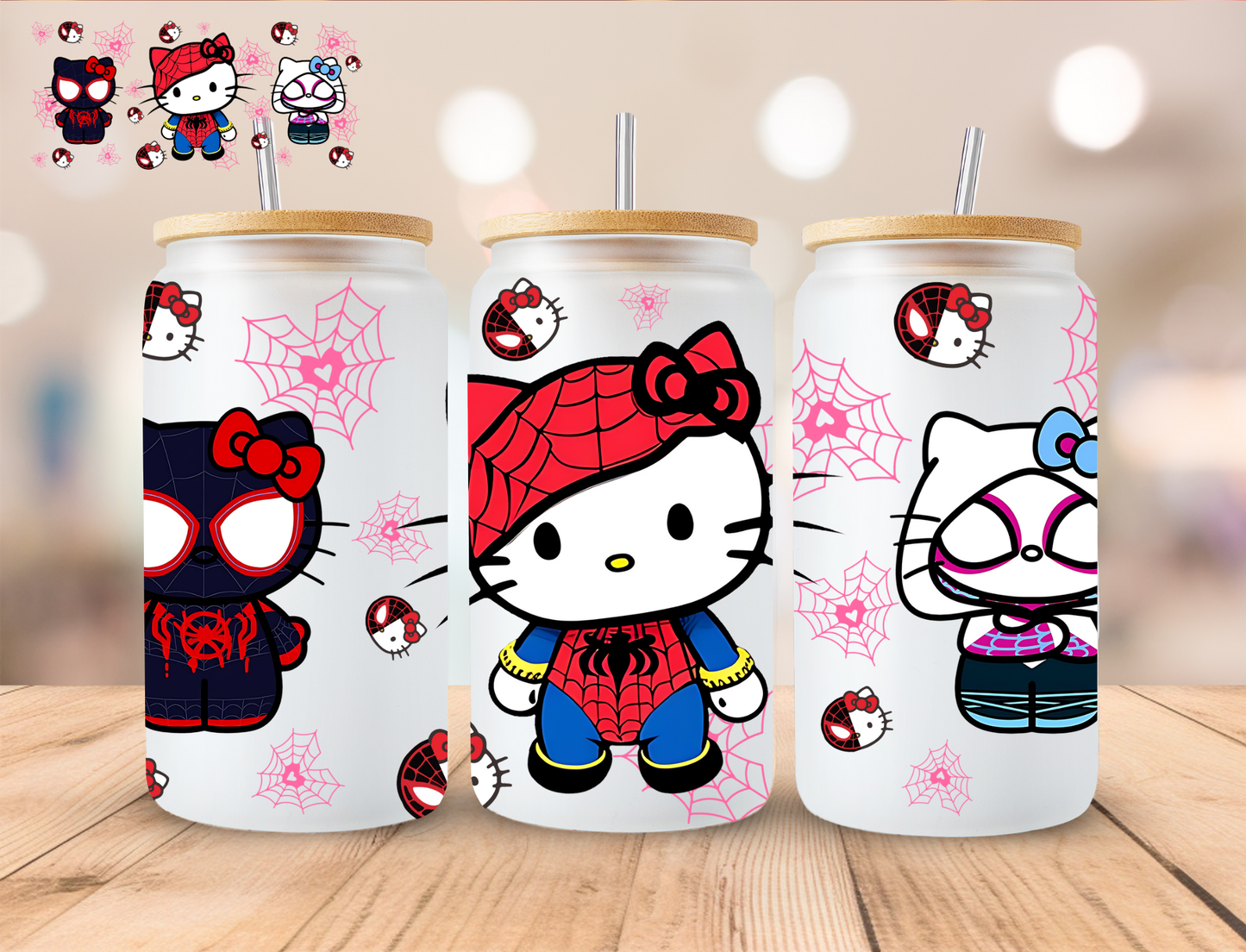 Spider Kitty Crew - 16 oz / 20 oz Libby UV DTF Wrap