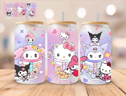 Kitty Straw Cups - 16 oz / 20 oz Libby UV DTF Wrap