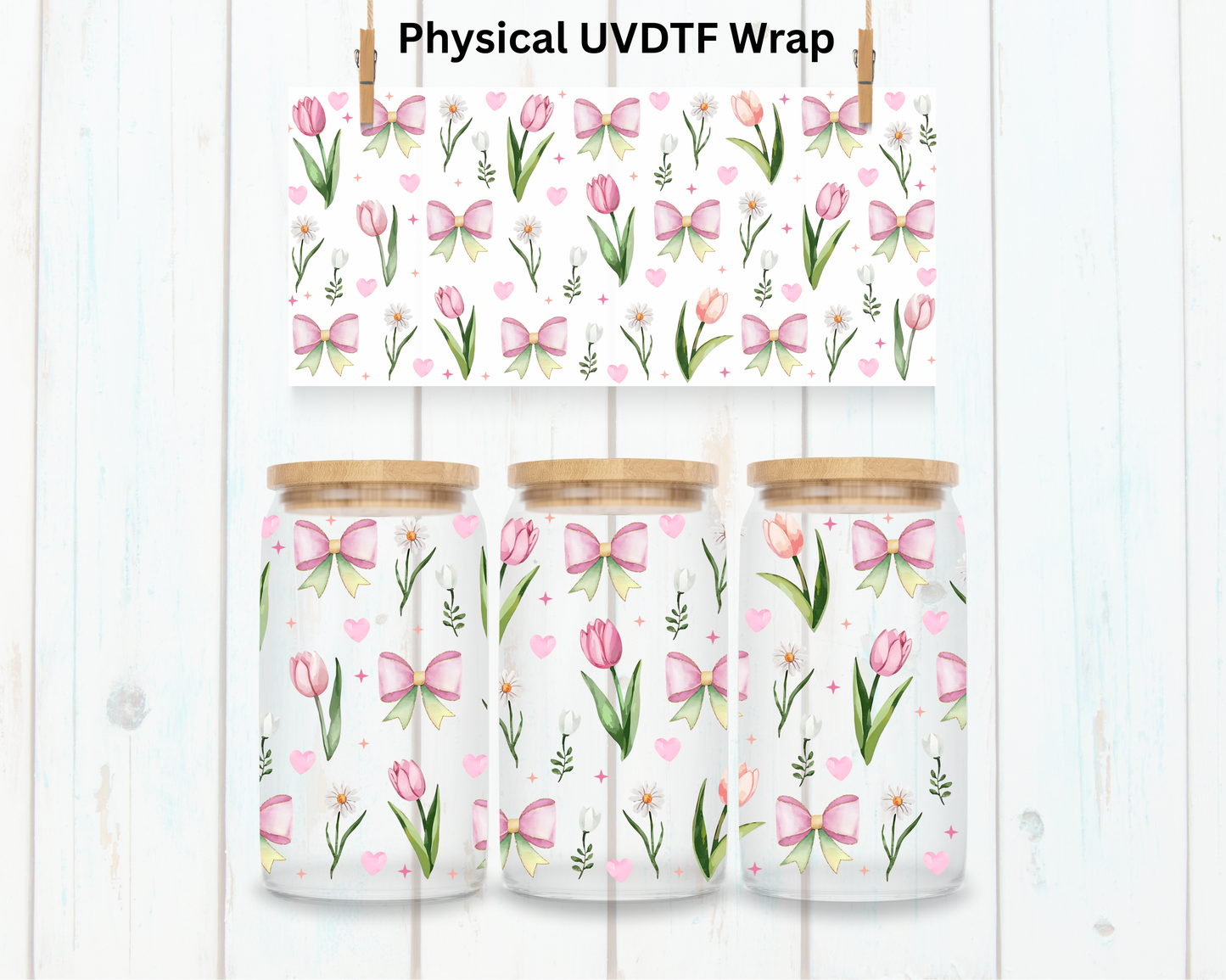 Pink Tulip Coquette Bows - 16 oz / 20 oz Libby UV DTF