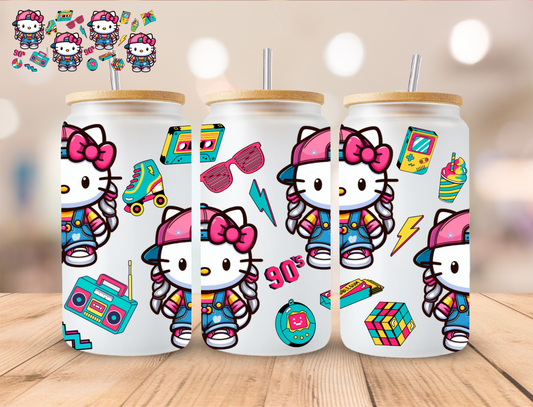 Retro Kitty - 16 oz / 20 oz Libby UV DTF Wrap