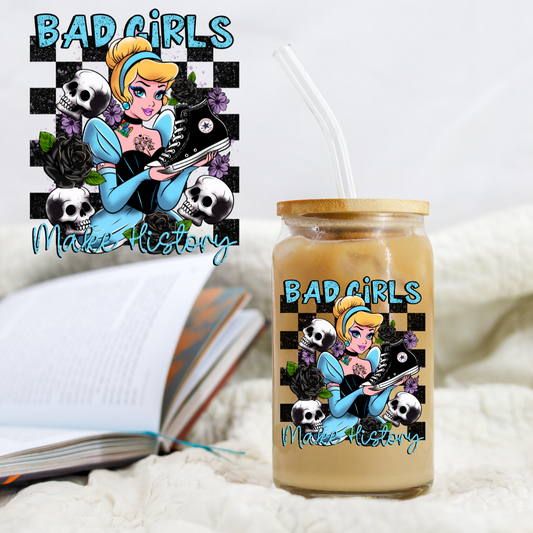 Bad Girl's Collection Checkered Glass Slipper Princess - UV DTF Libby Decal CSTAGE EXCLUSIVE