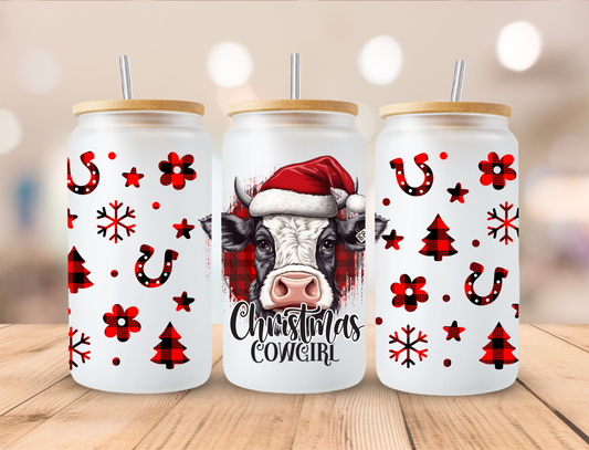 Christmas Cowgirl - 16oz Libby UV DTF Wrap